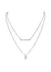 Silver jewelry,Plain Color jewelry,Asymmetrical Design Pearl Detail Silver Necklace