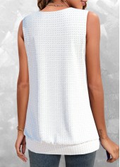 White tops,Plain Color tops,ROTITA Lace White Square Neck Tank Top