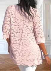 Light Pink tops,Plain Color tops,ROTITA Light Pink Scoop Neck Cardigan and Tank Top