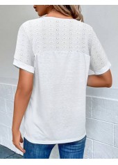 White plus size,Plain Color plus size,ROTITA Plus Size Round Neck Short Sleeve Blouse