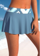 Dusty Blue plus size,Geometric plus size,ROTITA Plus Size Mid Waisted Geometric Print Pantskirt