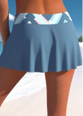 Dusty Blue plus size,Geometric plus size,ROTITA Plus Size Mid Waisted Geometric Print Pantskirt