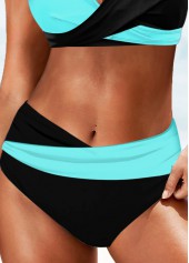 Cyan plus size,Contrast Color plus size,ROTITA Plus Size Mid Waisted Cyan Bikini Bottom