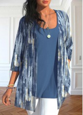 Dusty Blue plus size,Tie Dye plus size,ROTITA Plus Size Two Piece Cardigan  and Tank Top