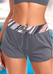 Grey swimwear,Geometric swimwear,ROTITA Circular Ring Grey Geometric Print Bikini Top