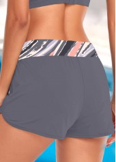 Grey swimwear,Geometric swimwear,ROTITA Circular Ring Grey Geometric Print Bikini Top