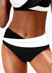White swimwear,Black swimwear,Contrast Color swimwear,ROTITA Criss Cross Contrast White Bikini Top