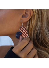Heart American Flag Print Multi Color Earrings