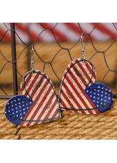 Multi Color jewelry,Striped jewelry,Flag jewelry,Heart American Flag Print Multi Color Earrings