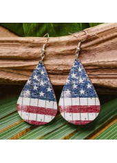 Multi Color jewelry,Striped jewelry,Flag jewelry,Teardrop American Flag Print Multi Color Earrings