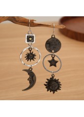 Asymmetrical Dark Camel Star Design Earrings