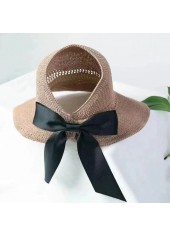 Light Coffee Bowknot Detail Knitwear Visor Hat