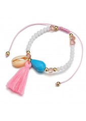 White jewelry,Other jewelry,Asymmetrical Beads Detail Tassel White Anklet