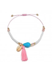 White jewelry,Other jewelry,Asymmetrical Beads Detail Tassel White Anklet
