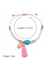 White jewelry,Other jewelry,Asymmetrical Beads Detail Tassel White Anklet