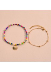 Multi Color jewelry,Gold jewelry,Other jewelry,Asymmetrical Metal Detail Multi Color Anklet Set