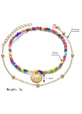 Multi Color jewelry,Gold jewelry,Other jewelry,Asymmetrical Metal Detail Multi Color Anklet Set