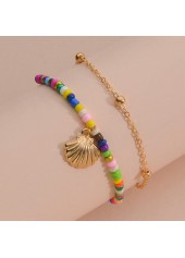 Multi Color jewelry,Gold jewelry,Other jewelry,Asymmetrical Metal Detail Multi Color Anklet Set