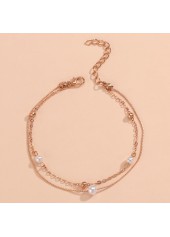 Golden jewelry,Geometric jewelry,Geometric Pattern Asymmetrical Pearl Design Golden Anklet