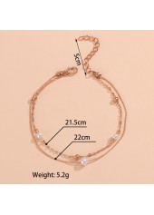 Golden jewelry,Geometric jewelry,Geometric Pattern Asymmetrical Pearl Design Golden Anklet