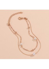 Golden jewelry,Geometric jewelry,Geometric Pattern Asymmetrical Pearl Design Golden Anklet