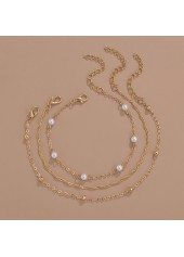 Golden jewelry,Geometric jewelry,Metal Detail Geometric Pattern Asymmetrical Golden Anklet Set