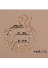 Golden jewelry,Geometric jewelry,Metal Detail Geometric Pattern Asymmetrical Golden Anklet Set