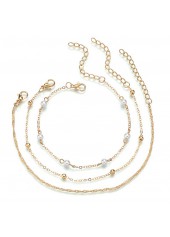 Golden jewelry,Geometric jewelry,Metal Detail Geometric Pattern Asymmetrical Golden Anklet Set