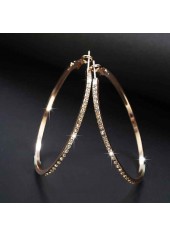 Circular Shape Rhinestone Detail Gold Earrings