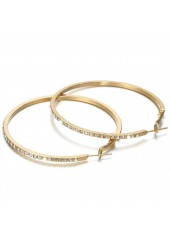 Gold jewelry,Other jewelry,Circular Shape Rhinestone Detail Gold Earrings