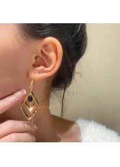 Gold jewelry,Geometric jewelry,Plaid jewelry,Gold Alloy Detail Geometric Pattern Earrings