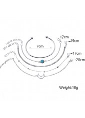 Silvery White jewelry,Other jewelry,Layered Moon Detail Silvery White Bracelet Set