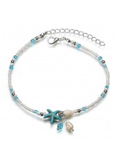 Sky Blue jewelry,Plain Color jewelry,Alloy Design Sky Blue Star Anklet