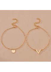 Gold jewelry,Plain Color jewelry,Asymmetrical Design Gold Metal Anklet Set