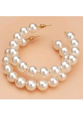 Gold jewelry,Plain Color jewelry,Pearl Design Gold Round Detail Earrings
