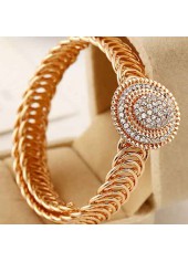 Round Geometric Pattern Alloy Detail Gold Bangle