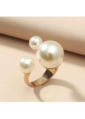 Gold jewelry,White jewelry,Other jewelry,Alloy Detail Gold Pearl Design Ring