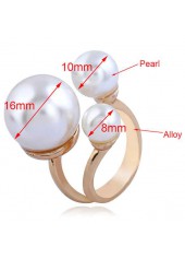 Gold jewelry,White jewelry,Other jewelry,Alloy Detail Gold Pearl Design Ring