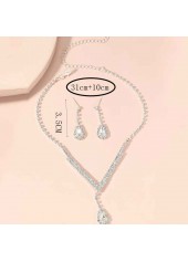 Silvery White jewelry,Plain Color jewelry,Teardrop Silvery White Earrings and Necklace