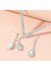 Silvery White jewelry,Plain Color jewelry,Teardrop Silvery White Earrings and Necklace