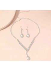 Silvery White jewelry,Plain Color jewelry,Teardrop Silvery White Earrings and Necklace