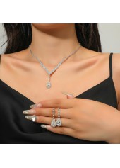 Teardrop Silvery White Earrings and Necklace