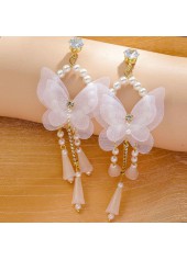 White jewelry,Other jewelry,Butterfly Design Alloy Detail White Earrings