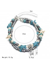 Silvery White jewelry,Plain Color jewelry,Alloy Design Silvery White Star Anklet