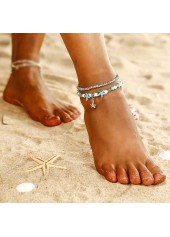 Silvery White jewelry,Plain Color jewelry,Alloy Design Silvery White Star Anklet