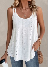 ROTITA Hole White Scoop Neck Camisole Top