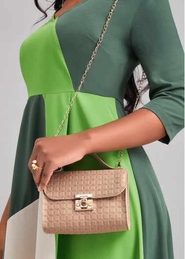 Light Coffee accessories,Plain Color accessories,Light Coffee Hasp Design Plaid CrossBody Messenger Bag