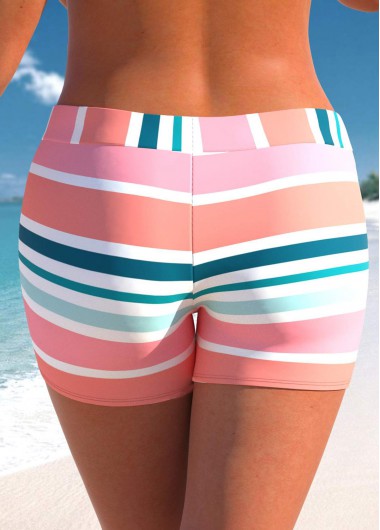 Multi Color plus size,Rainbow Color plus size,Striped plus size,Geometric plus size,ROTITA Plus Size Mid Waisted Swim Shorts