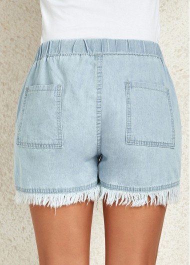 Dusty Blue bottoms,Flag bottoms,Pocket Flag Print Dusty Blue Regular Drawastring Jeans