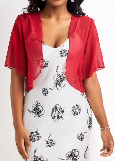 Wine Red outerwear & coats,Plain Color outerwear & coats,Wine Red Open Front Short Sleeve Coat